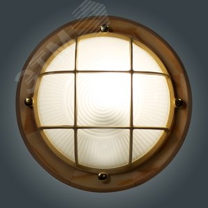 Светильник НПП-03-60-014 IP65 Самарканд 1302 круг малый матовый корпус с решеткой дерево сосна - фото 6