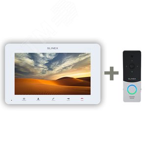 Комплект, видеодомофон + вызывная панель SLINEX SM-07MHD White + ML-20HD Black+Silver (ПО-00002858) - SLINEX
