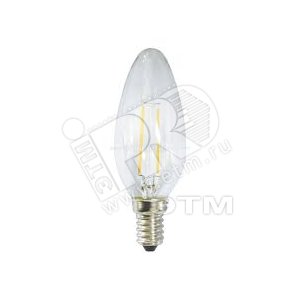 Лампа светодиодная LED 3вт В35 E14 холодный белый прозрачная свеча (LED Fil Candle B35- 3W) - BELLIGHT