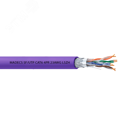 Витая пара S/FTP 4PR 23AWG Cat.6 LSZH(LSOH) экранированная с ограниченным выделением дыма(DCM Test Report) - ЕКС