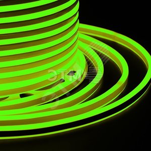 Гибкий профессиональный Неон LED SMD, компактный 7х12мм, двухсторонний, зелёный, 120 LED/м, бухта 100м (131-064)