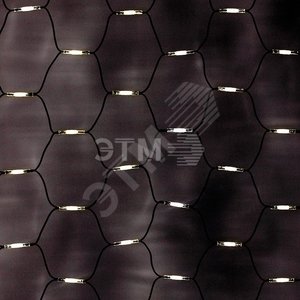 Гирлянда профессиональная Сеть 2x1,5м, черный КАУЧУК, 288 LED ТЕПЛЫЙ БЕЛЫЙ