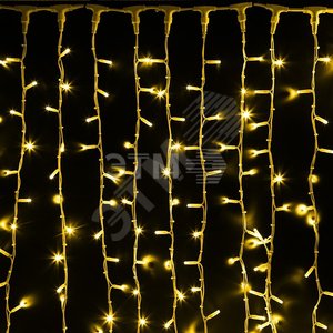 Гирлянда профессиональная Светодиодный Дождь 2х3м, постоянное свечение, белый провод КАУЧУК, 230 В, диоды ЖЁЛТЫЕ, 760 LED (237-131)