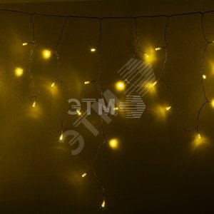 Гирлянда профессиональная Айсикл (бахрома) светодиодный, 2,4 х 0,6 м, прозрачный провод, 230 В, диоды жёлтые, 88 LED NEON-NIGHT (255-051)