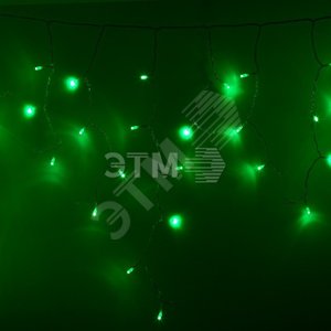 Гирлянда профессиональная Айсикл (бахрома) светодиодный, 2,4 х 0,6 м, прозрачный провод, 230 В, диоды зелёные,  88 LED NEON-NIGHT (255-054)