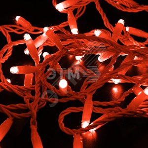 Гирлянда профессиональная Нить 10м, с эффектом мерцания, белый ПВХ, 24В, цвет: Красный