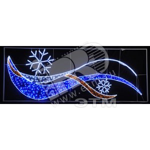 Фигура световая Большая и маленькая снежинка в полете 4х1.5м - NEON-NIGHT