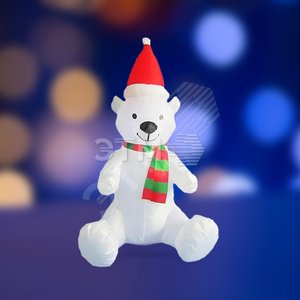 3D фигура надувная Белый медведь, размер 120 см, внутренняя подсветка 5 LED, компрессор с адаптером 12В, IP 65  NEON-NIGHT (511-209)