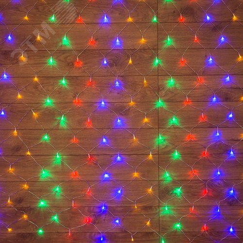 Гирлянда Сеть 1х1,5 м, прозрачный ПВХ, 96 LED мультиколор - NEON-NIGHT
