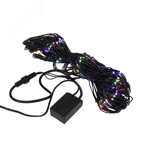 Гирлянда Сеть 1х1,5 м, черный ПВХ, 160 LED мультиколор - фото 5