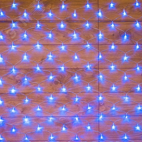 Гирлянда Сеть 1,5х1,5 м, прозрачный ПВХ, 150 LED синие - NEON-NIGHT