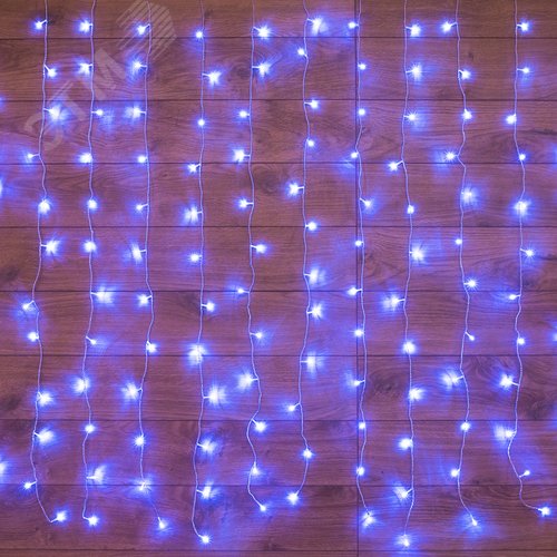 Гирлянда светодиодный Дождь 1,5х1,5 м, свечение с динамикой, прозрачный провод, 230 В, диоды синие 2