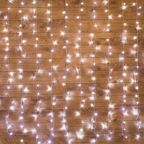 Гирлянда светодиодная Дождь 1.5х1.5 м 144 LED, прозрачный ПВХ, с контроллером, холодное белое свечение - фото 2