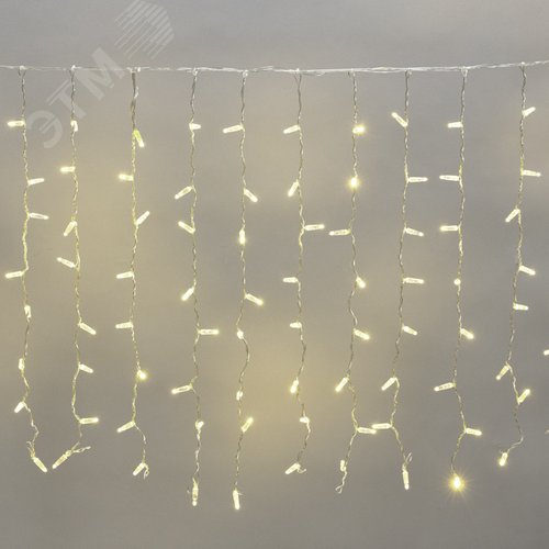 Гирлянда светодиодный Дождь 2x0,8м, прозрачный провод, 230 В, диоды тёплый белый