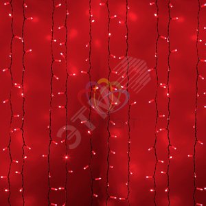 Гирлянда Светодиодный Дождь 2х1.5м постоянное свечение белый провод 220В красный (235-112)