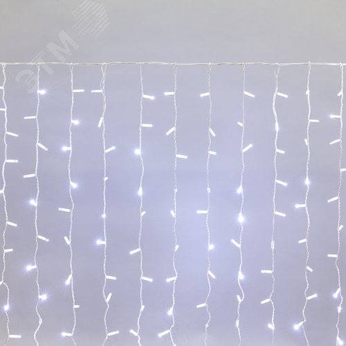 Гирлянда светодиодный Дождь 2х1,5 м, постоянное свечение, белый провод, 230 В, диоды белые