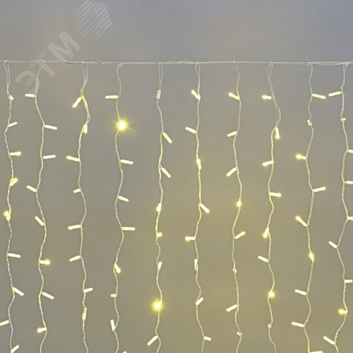 Гирлянда светодиодный Дождь 2х1,5 м, постоянное свечение, белый провод, 230 В, диоды тёплый белый