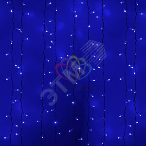 Гирлянда профессиональная Светодиодный Дождь 2х3м постоянное свечение белый провод 220В синий (235-133)