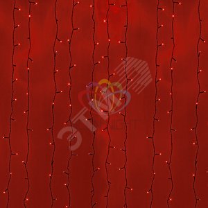 Гирлянда профессиональная Светодиодный Дождь 2х3м постоянное свечение черный провод 220В красный (235-142)