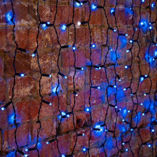 Гирлянда светодиодный Дождь 2х3 м, постоянное свечение, черный провод, 230 В, диоды синие, 760 LED