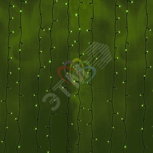 Гирлянда профессиональная Светодиодный Дождь 2х3м постоянное свечение черный провод 220В зеленый (235-144)