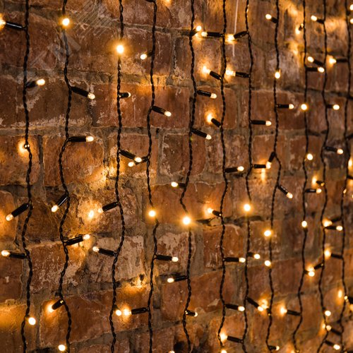 Гирлянда светодиодный Дождь 2х3 м, постоянное свечение, черный провод, 230 В, диоды тёплый белый