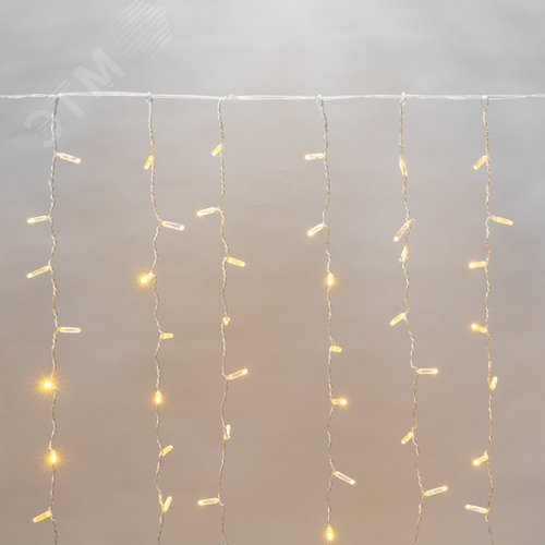 Гирлянда светодиодный Дождь 2х3 м, постоянное свечение, прозрачный провод, 230 В, диоды жёлтые