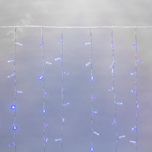 Гирлянда светодиодный Дождь 2х3 м, постоянное свечение, прозрачный провод, 230 В, диоды синие