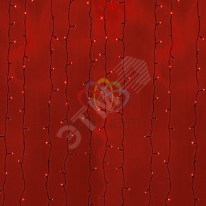 Гирлянда профессиональная Светодиодный Дождь 2х6м постоянное свечение черный провод 220В красный (235-162)