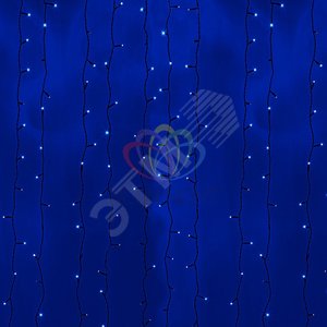 Гирлянда профессиональная Светодиодный Дождь 2х6м постоянное свечение черный провод 220В синий