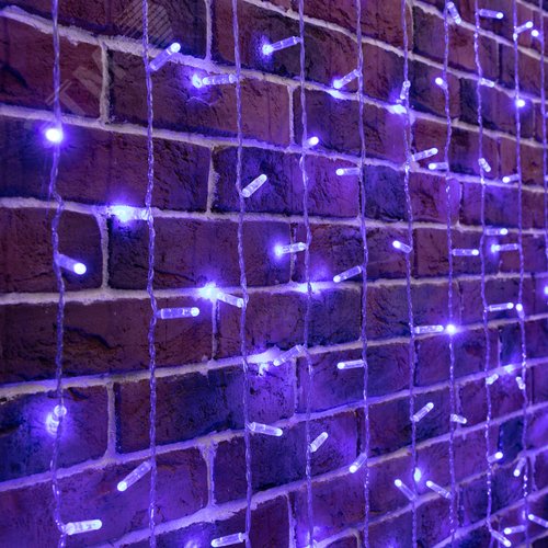 Гирлянда светодиодный Дождь 2х6 м, постоянное свечение, прозрачный провод, 230 В, диоды синие