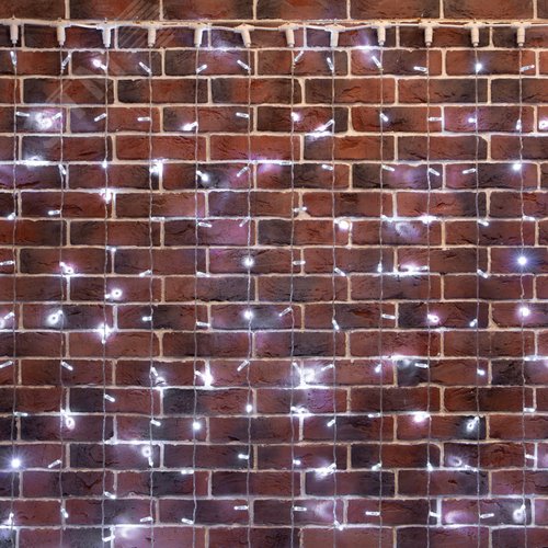 Гирлянда светодиодный Дождь 2х6 м, постоянное свечение, прозрачный провод, 230 В, диоды белые