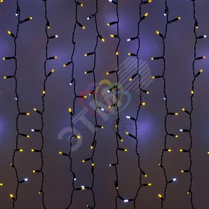 Гирлянда профессиональная Светодиодный Дождь 2х3м эффект мерцания черный провод 220В желтый (235-205)