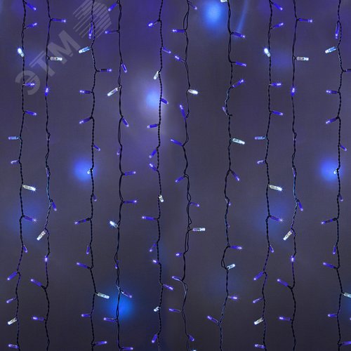 Гирлянда светодиодный Дождь 2х3 м, эффект мерцания, белый провод, 230 В, диоды синие