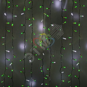 Гирлянда профессиональная Светодиодный Дождь 2х3м эффект мерцания белый провод 220В зеленый (235-216)