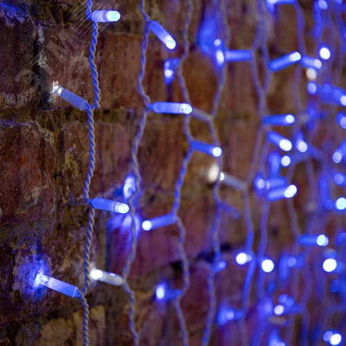 Гирлянда светодиодный Дождь 2х1,5 м, эффект мерцания, белый провод, 230 В, диоды синие