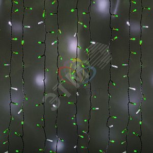 Гирлянда профессиональная Светодиодный Дождь 2х1.5м эффект мерцания белый провод 220В зеленый (235-226)