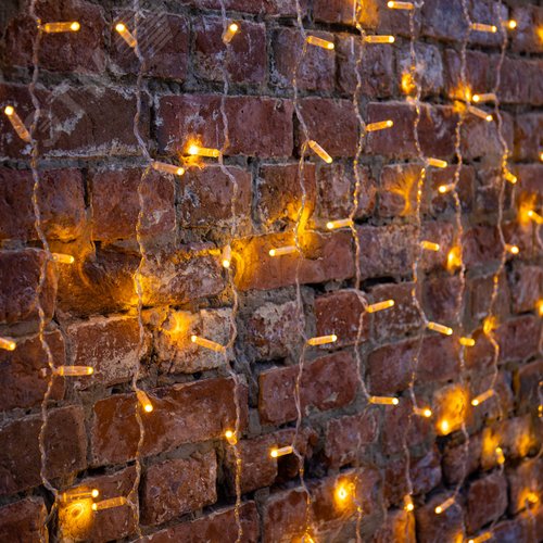 Гирлянда Светодиодный дождь 2х1,5 м, постоянное свечение, прозрачный провод, 230 В, диоды желтые