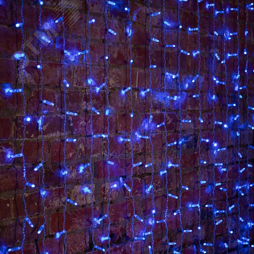 Гирлянда светодиодный Дождь 2х1,5 м, постоянное свечение, прозрачный провод, 230 В, диоды синие