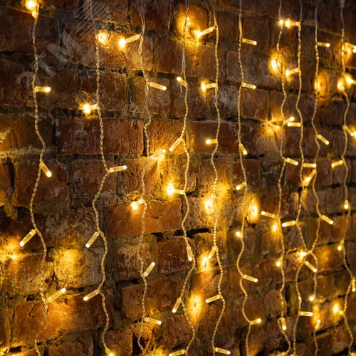 Гирлянда светодиодная Занавес 2х3 м 600 LED теплый белый, прозрачный ПВХ, IP65, эффект мерцания, 230 В нужен блок питания