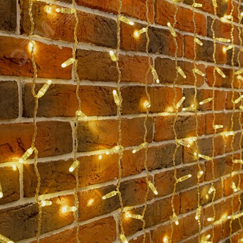 Гирлянда светодиодная Занавес 2х6 м 768 LED теплый белый, прозрачный ПВХ, IP65, эффект мерцания, 230 В нужен блок питания - NEON-NIGHT
