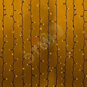 Гирлянда профессиональная Светодиодный Дождь 2х3м постоянное свечение черный провод 220В желтый (237-141)