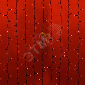 Гирлянда профессиональная Светодиодный Дождь 2х3м постоянное свечение черный провод 220В красный (237-142)