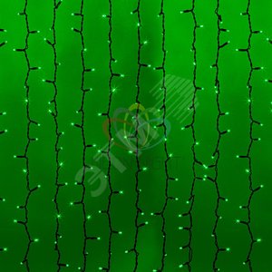 Гирлянда профессиональная Светодиодный Дождь 2х3м постоянное свечение черный провод 220В зеленый (237-144)