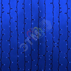 Гирлянда Светодиодный Дождь 2х6м постоянное свечение черный провод 220В синий