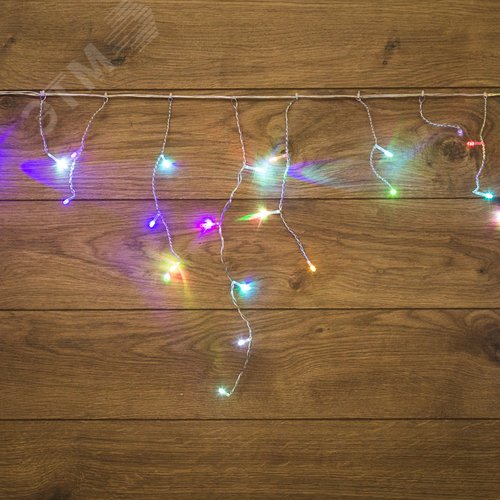 Гирлянда Айсикл Бахрома светодиодный, 1,8 х 0,5 м, прозрачный провод, 230 В, диоды RGB 2