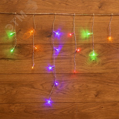 Гирлянда Айсикл Бахрома светодиодный, 1,8 х 0,5 м, прозрачный провод, 230 В, диоды мультиколор 3
