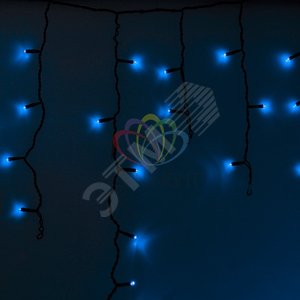 Гирлянда профессиональная Айсикл (бахрома) светодиодный 2,4х0,6м ч рный провод 220В синий (255-031)