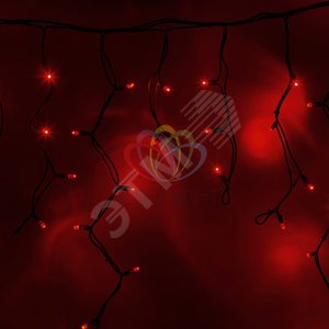 Гирлянда профессиональная Айсикл (бахрома) светодиодный 4.0х0.6м черный провод 220В красный (255-222)