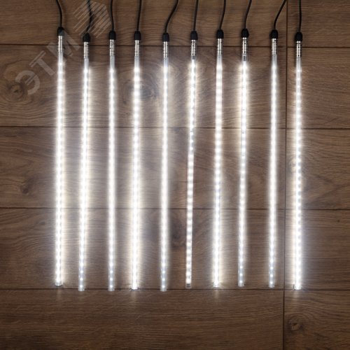 Гирлянда Тающие сосульки 24 В, комплект 10 штук х 50 см, шаг 100 см, 600 LED, белый - NEON-NIGHT